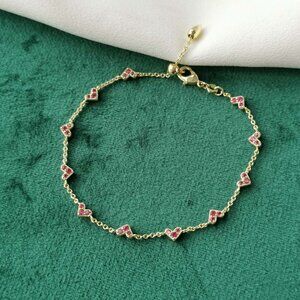 New Kendra Scott Gold Chain Bracelet - Haven Heart Pink Crystal
